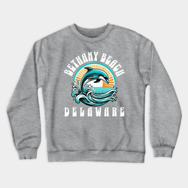 Bethany Beach Dolphin Fun Crewneck Sweatshirt by TeaTimeTs